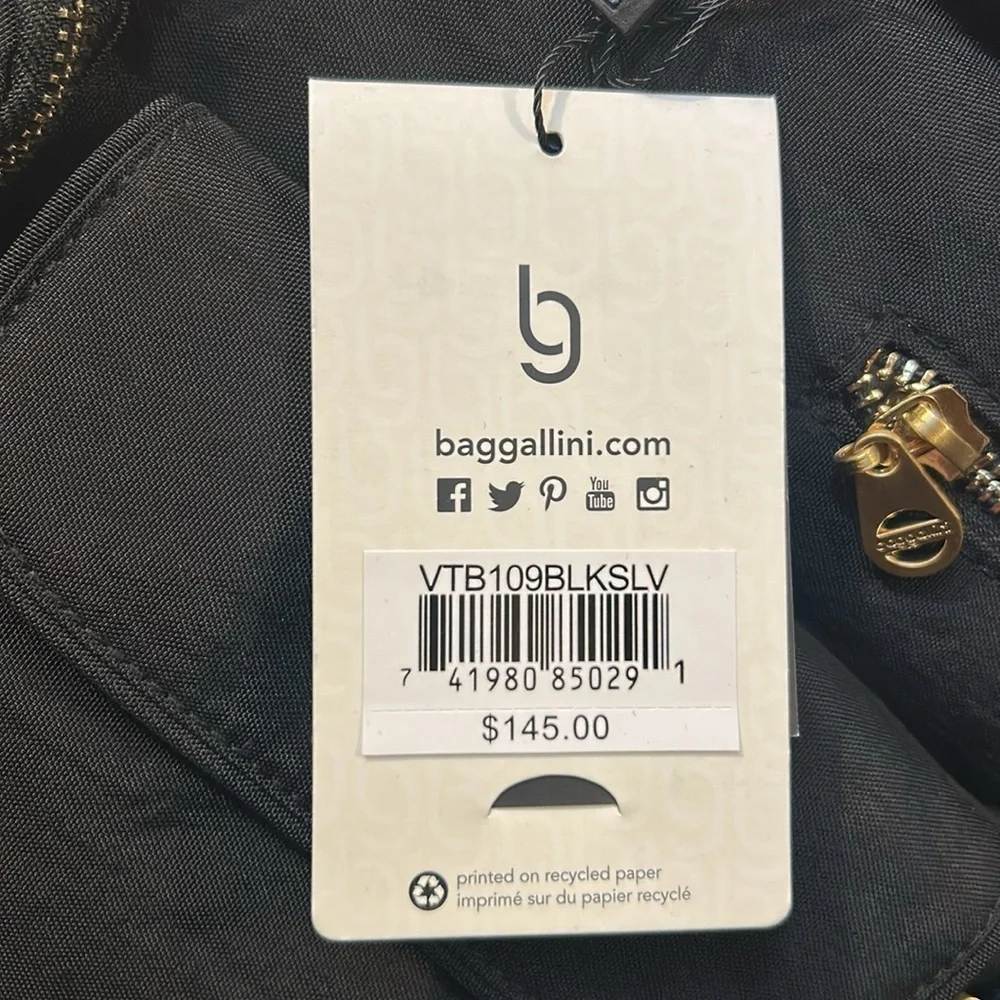 Baggallini Black VENICE LAPTOP Tote with Gold Accents